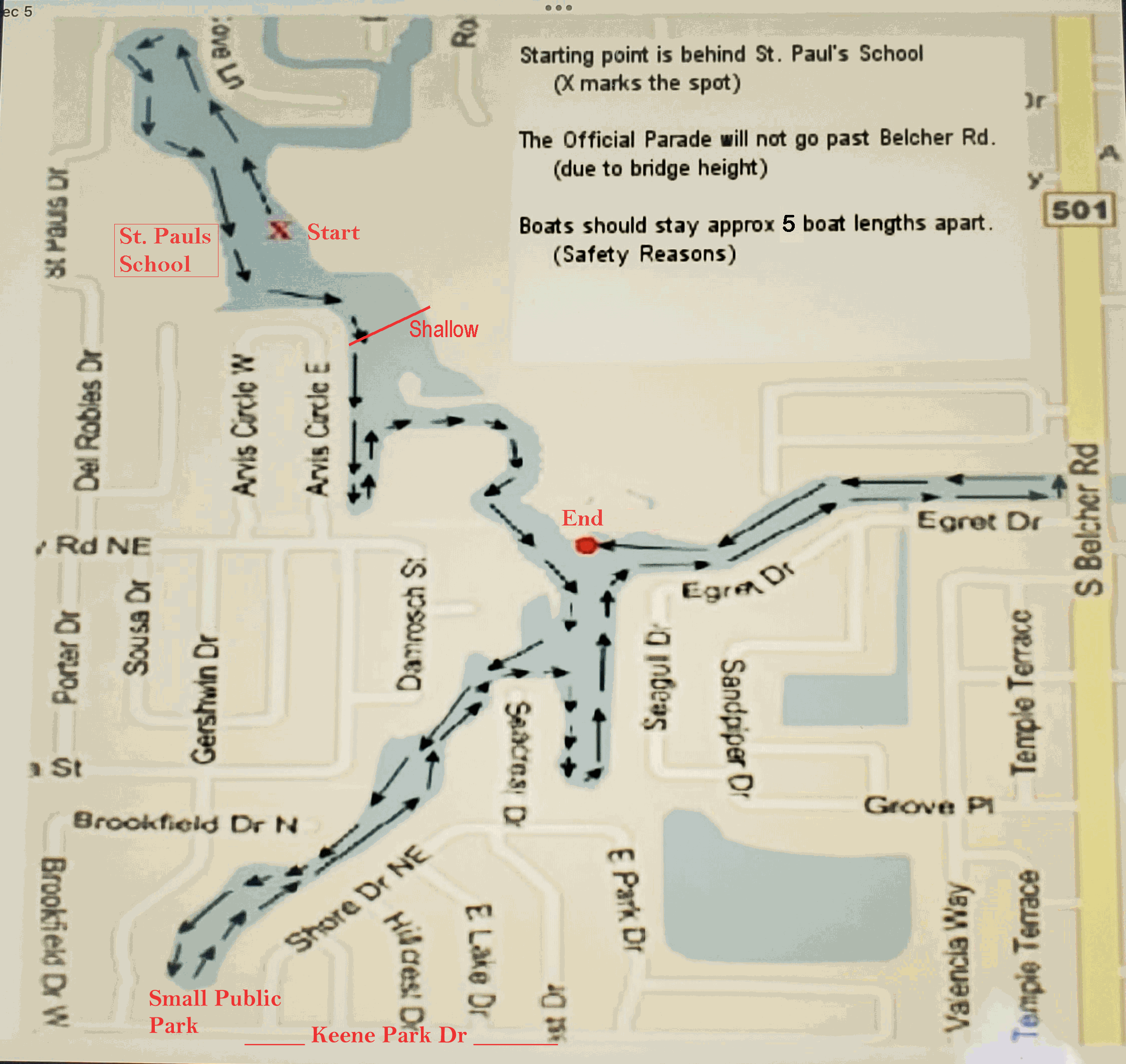 Allen's Creek Parade Route Map
